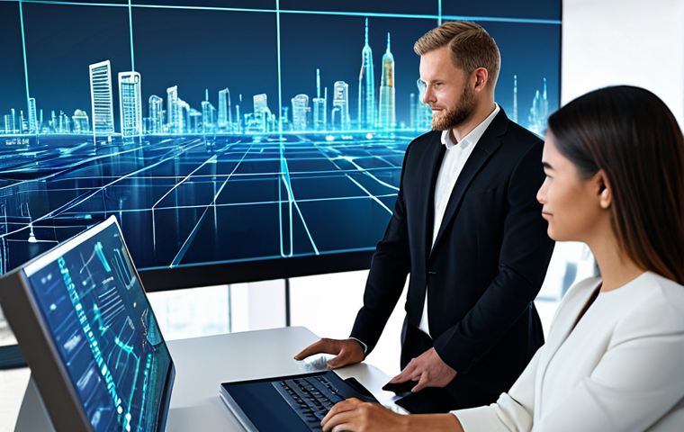 A diverse group of professionals in modern business attire, collaborating in a sleek, high-tech office with large, interactive holographic displays showcasing abstract blockchain networks and financial data. The scene emphasizes innovation and secure digital transactions, representing the shift in value and trust. The background subtly includes a modern city skyline. fully clothed, appropriate attire, safe for work, professional, perfect anatomy, natural proportions, well-formed hands, proper finger count, natural body proportions, professional photography, high quality.