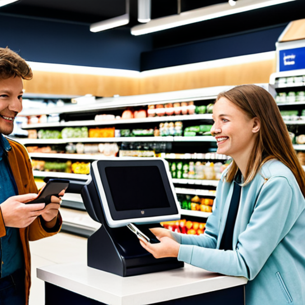 A diverse group of customers, including a young adult and a senior, engaging in contactless payments at a modern, brightly lit supermarket checkout in the Netherlands. They are fully clothed in modest, everyday attire. One customer holds a smartphone near a payment terminal, while another holds a bank card. The scene emphasizes ease and speed. Professional photography, high resolution, natural lighting, perfect anatomy, correct proportions, natural pose, well-formed hands, proper finger count, natural body proportions, safe for work, appropriate content, fully clothed, family-friendly.