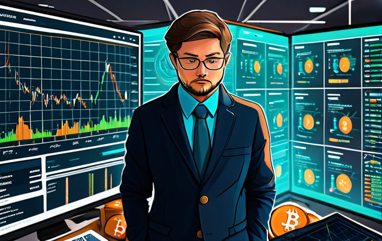 Risk Assessment**
"A concerned-looking individual studying a complex chart filled with Bitcoin and Ethereum symbols; background is a chaotic stock market floor scene, but rendered in a slightly cartoonish, exaggerated style; the person is wearing everyday, modest clothing, fully clothed; safe for work, appropriate content, family-friendly, professional illustration, perfect anatomy, correct proportions, natural pose."
**