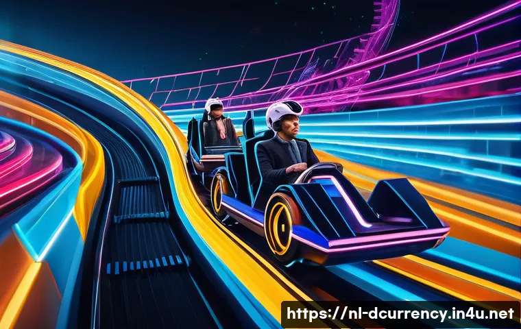 디지털화폐의 투자 리스크 분석 - **Prompt for Market Volatility: "The Unpredictable Rollercoaster"**
    A dynamic and visually strik...