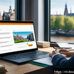 Home 19 디지털화폐의 지갑 보안 및 복구 - A modern Dutch home office scene featuring a professional using a laptop secured with a password man...